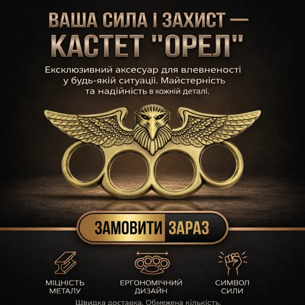 ЕКСКЛЮЗИВНИЙ КАСТЕТ ІЗ ОФОРМЛЕННЯМ РИМСЬКОГО ОРЛА